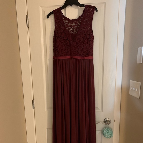 Long Bridesmaid Dress with Lace Bodice - Picture 2 of 4